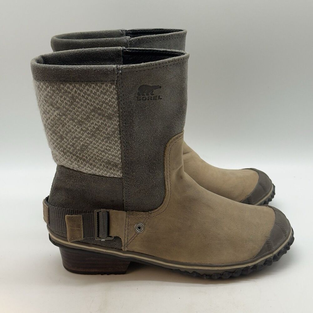 Sorel Slimboot Shortie Waterproof Boot NL2106-052 Women’s 7 Tan Gray Nubuck